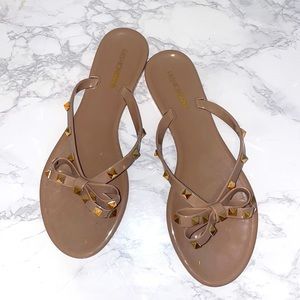 Nude and Gold Bow sandal